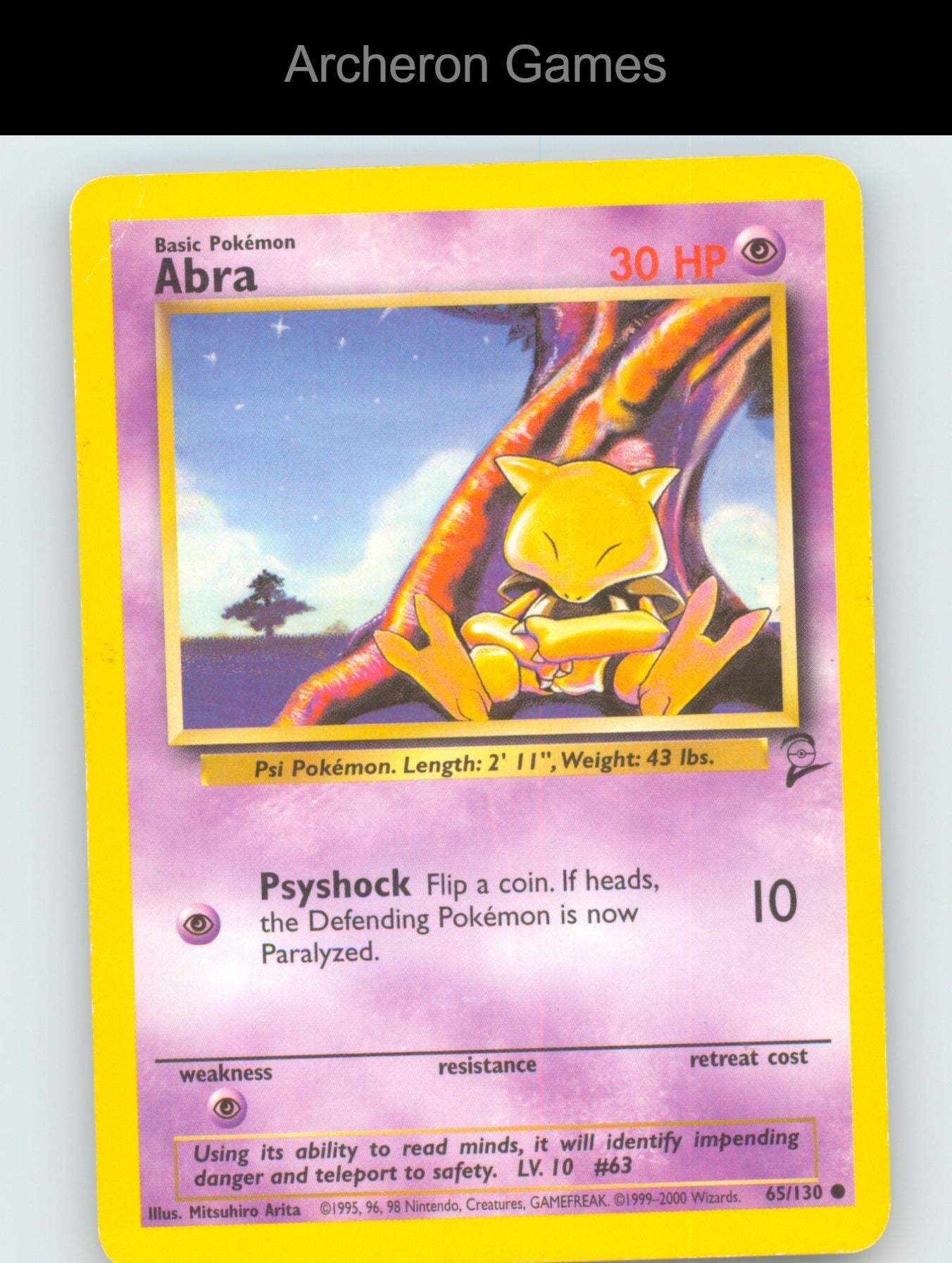 Pokemon Card Abra B2 65/130 C Base Set 2