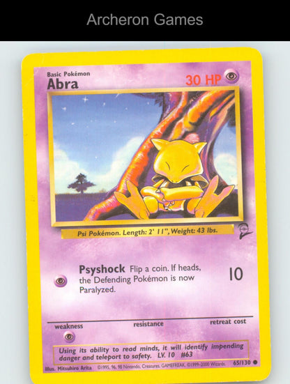 Pokemon Card Abra B2 65/130 C Base Set 2