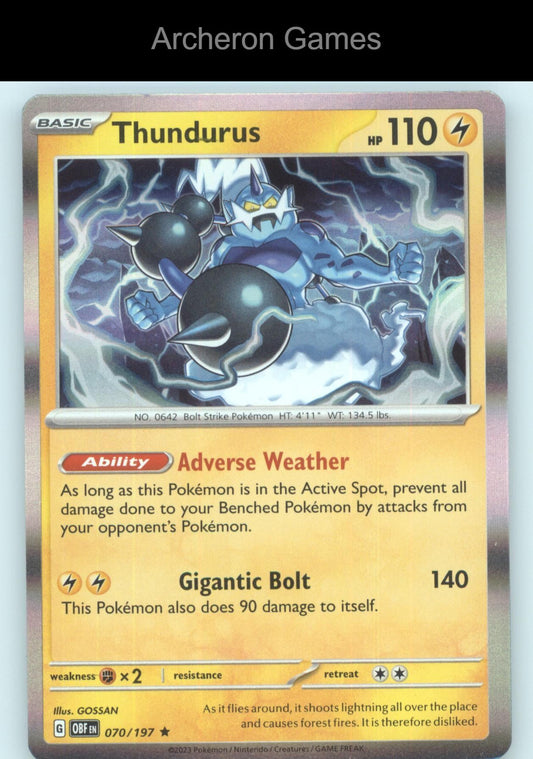 Pokemon Card Thundurus OBF 070/197 R Obsidian Flames Holo