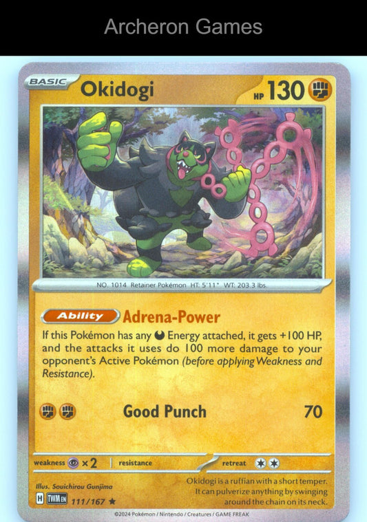 Pokemon Card Okidogi TWM 111/167 R Twilight Masquerade Holo