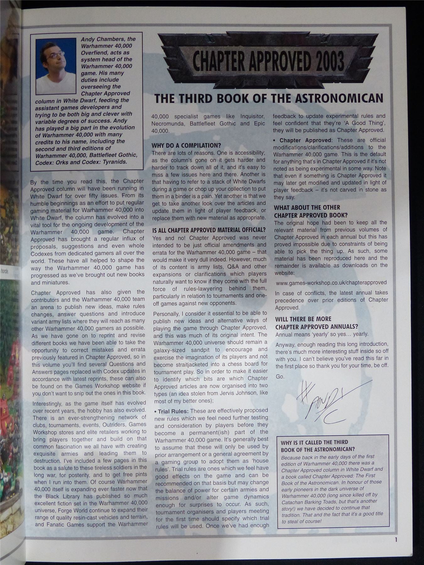 Chapter Approved 2003 Softback - Warhammer 40K #1P3