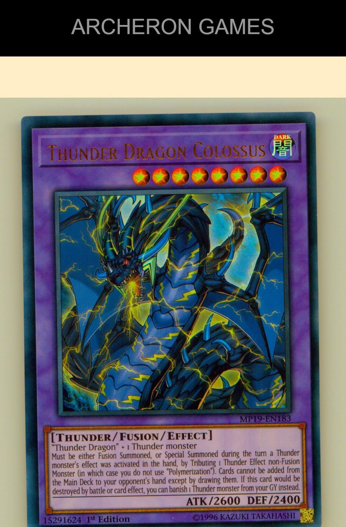 Thunder Dragon Colossus Ultra Rare YUGIOH Card Unlimited