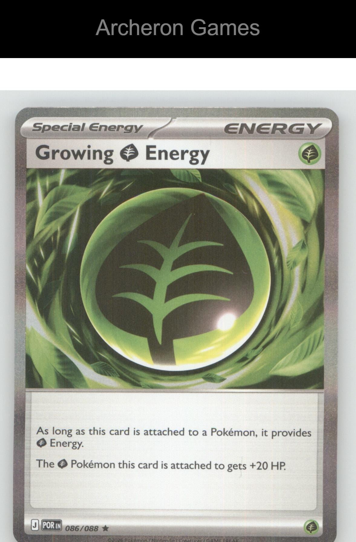 Pokemon Card Growing Grass Energy ME03 086/088 R Perfect Order Holo