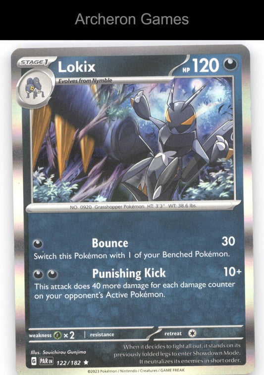 Pokemon Card Lokix PAR 122/182 R Paradox Rift Holo