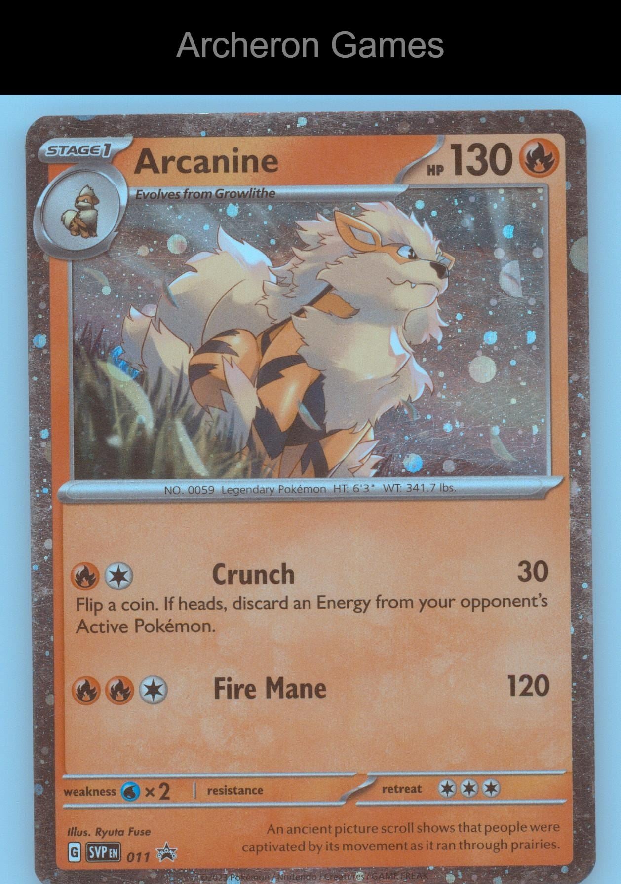 Pokemon Card Arcanine SVP 011 HOLO P Scarlet & Violet Promo