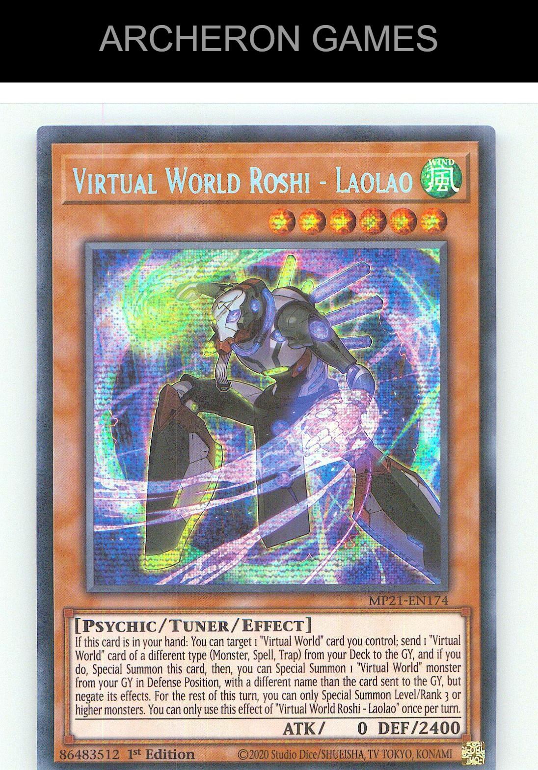 Virtual World Roshi - Laolao Prismatic Secret Rare YUGIOH Card 1st Edition