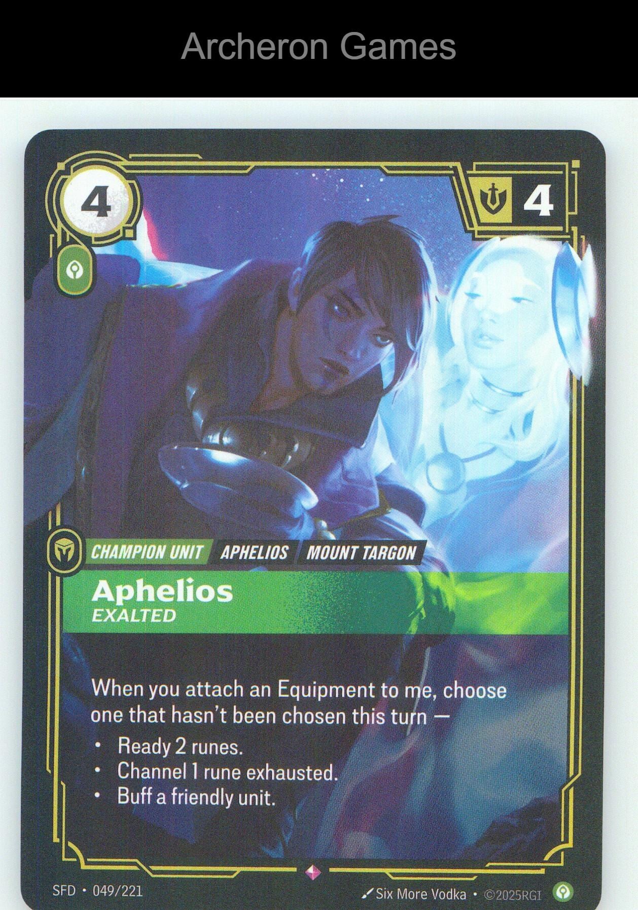 Aphelios - Exalted SFD 049/221 R Spiritforged Riftbound Card Foil