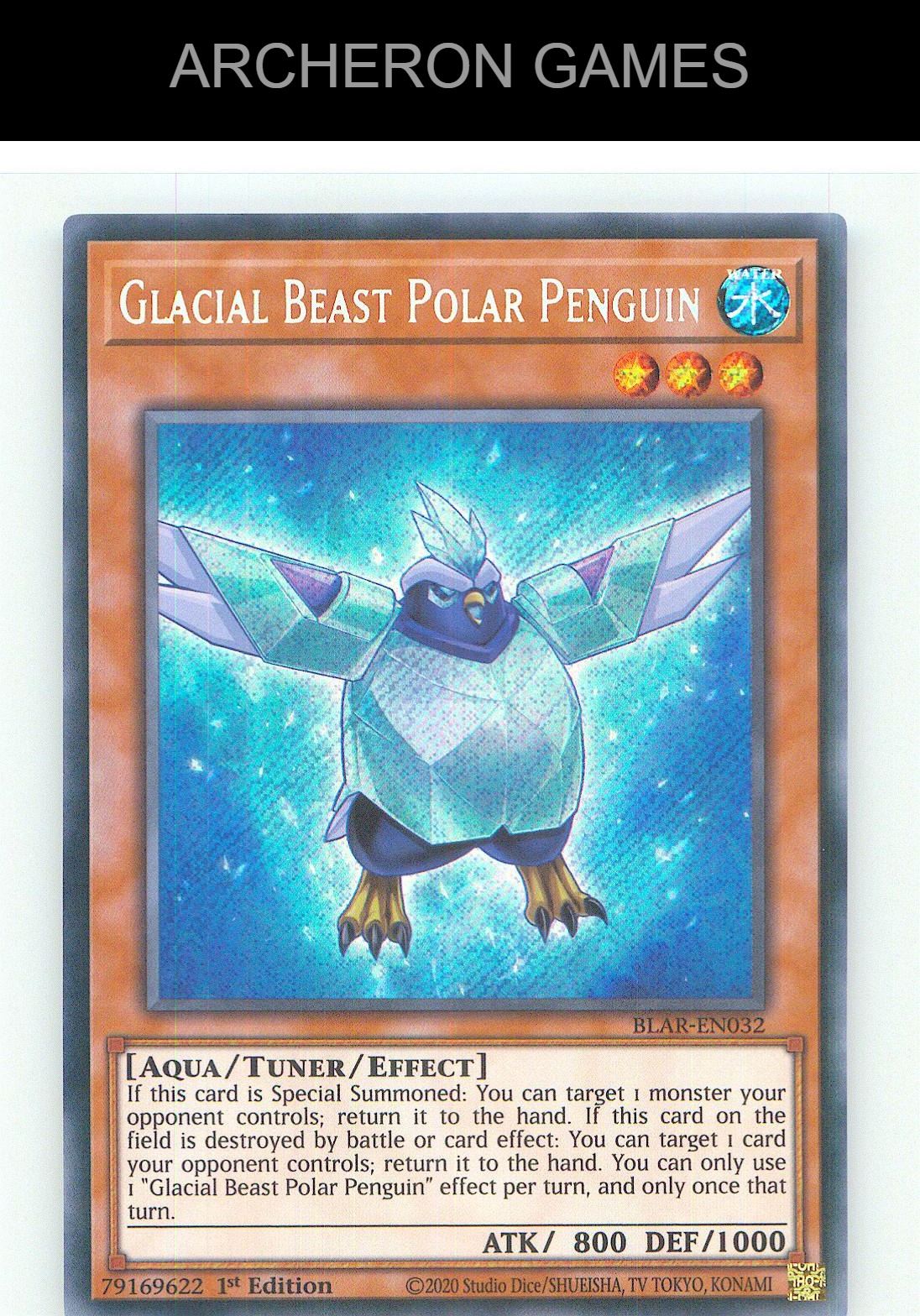 Glacial Beast Polar Penguin SEC YUGIOH Card 1st Edition