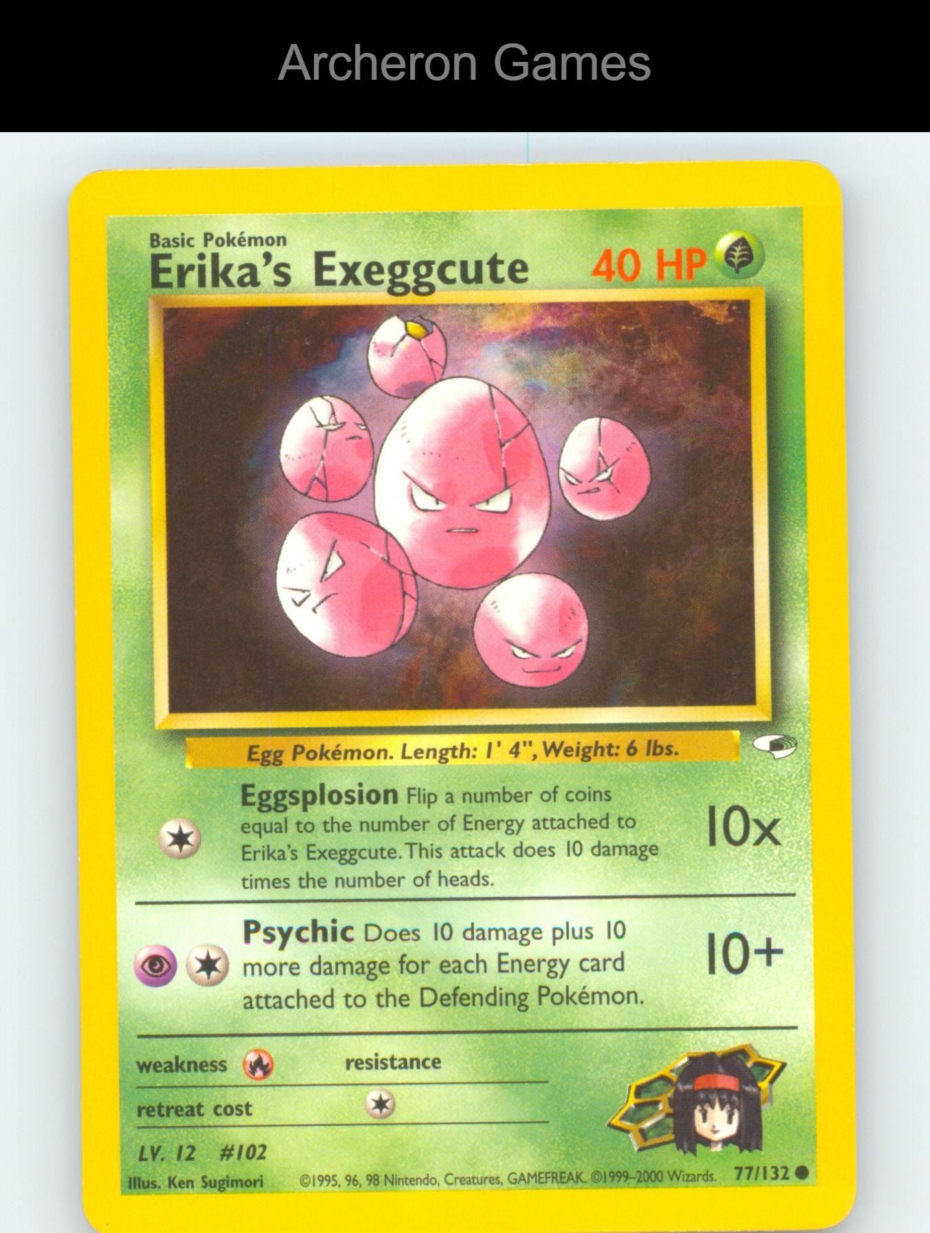 Pokemon Card Erika's Exeggcute G1 77/132 C Gym Heroes Unlimited