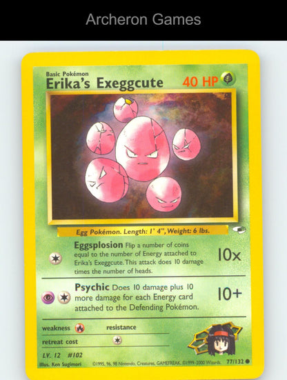 Pokemon Card Erika's Exeggcute G1 77/132 C Gym Heroes Unlimited