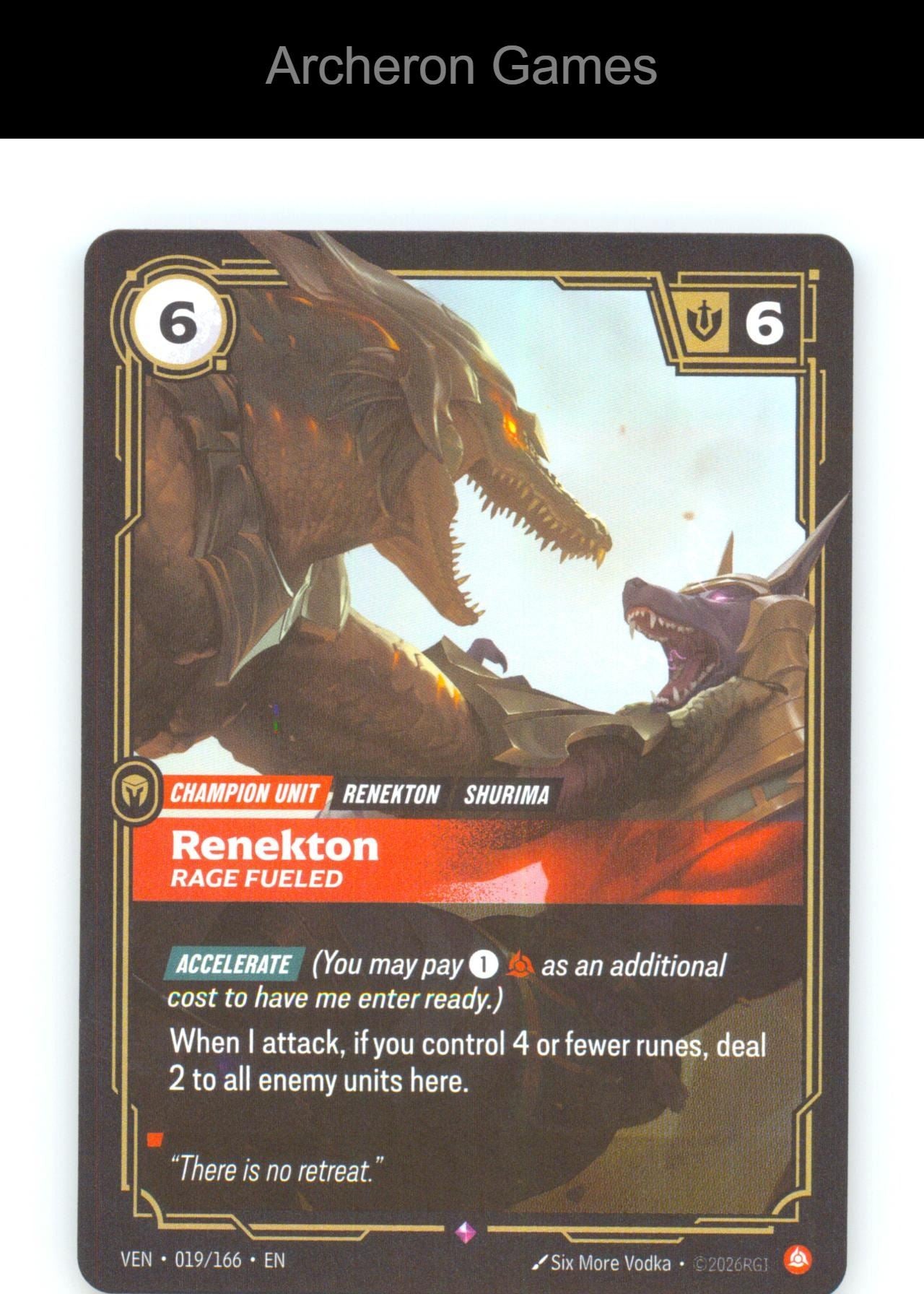 Renekton - Rage Fueled VEN 019/166 R Vendetta Riftbound Card Foil