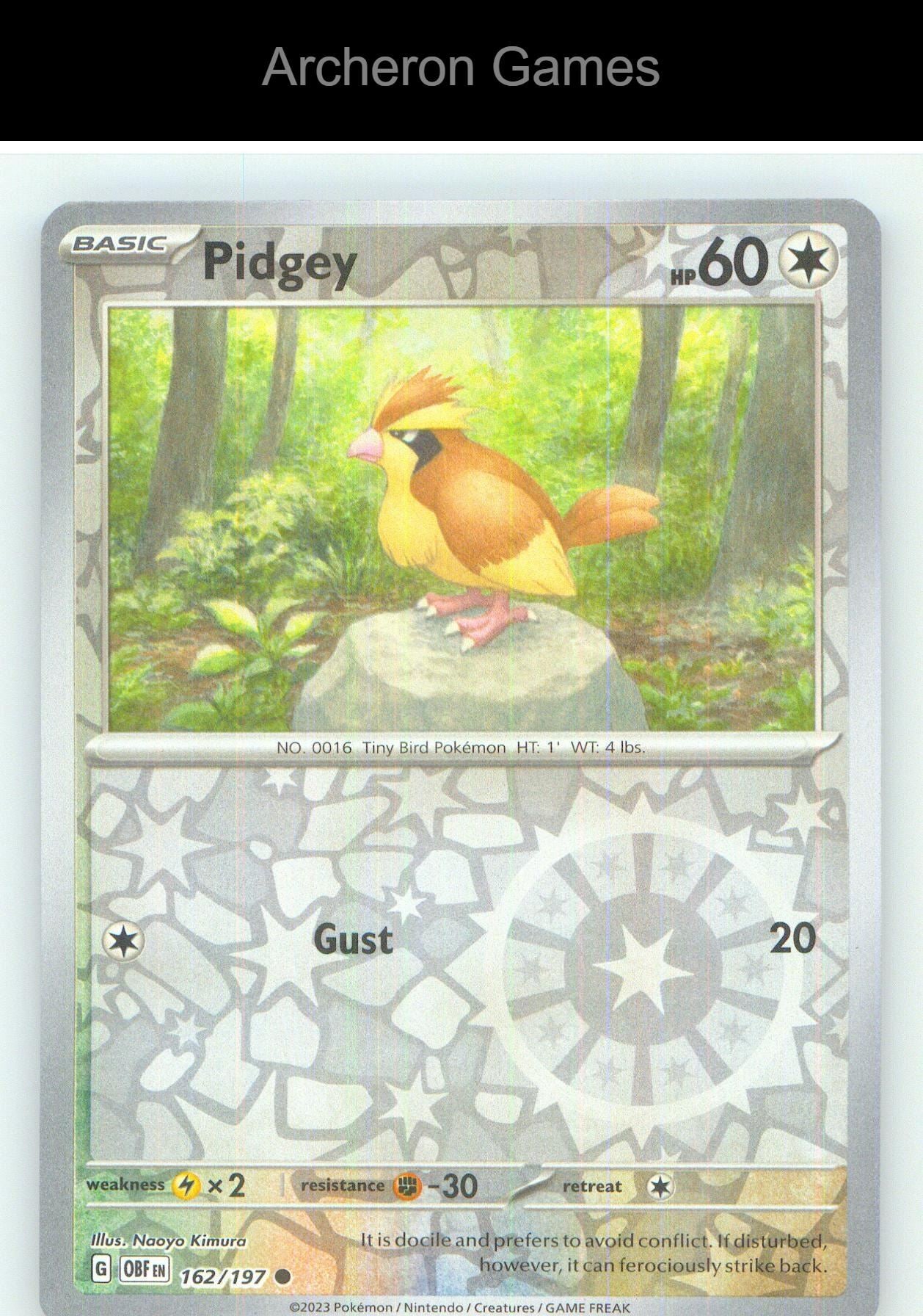 Pokemon Card Pidgey OBF 162/197 C Obsidian Flames Reverse Holo