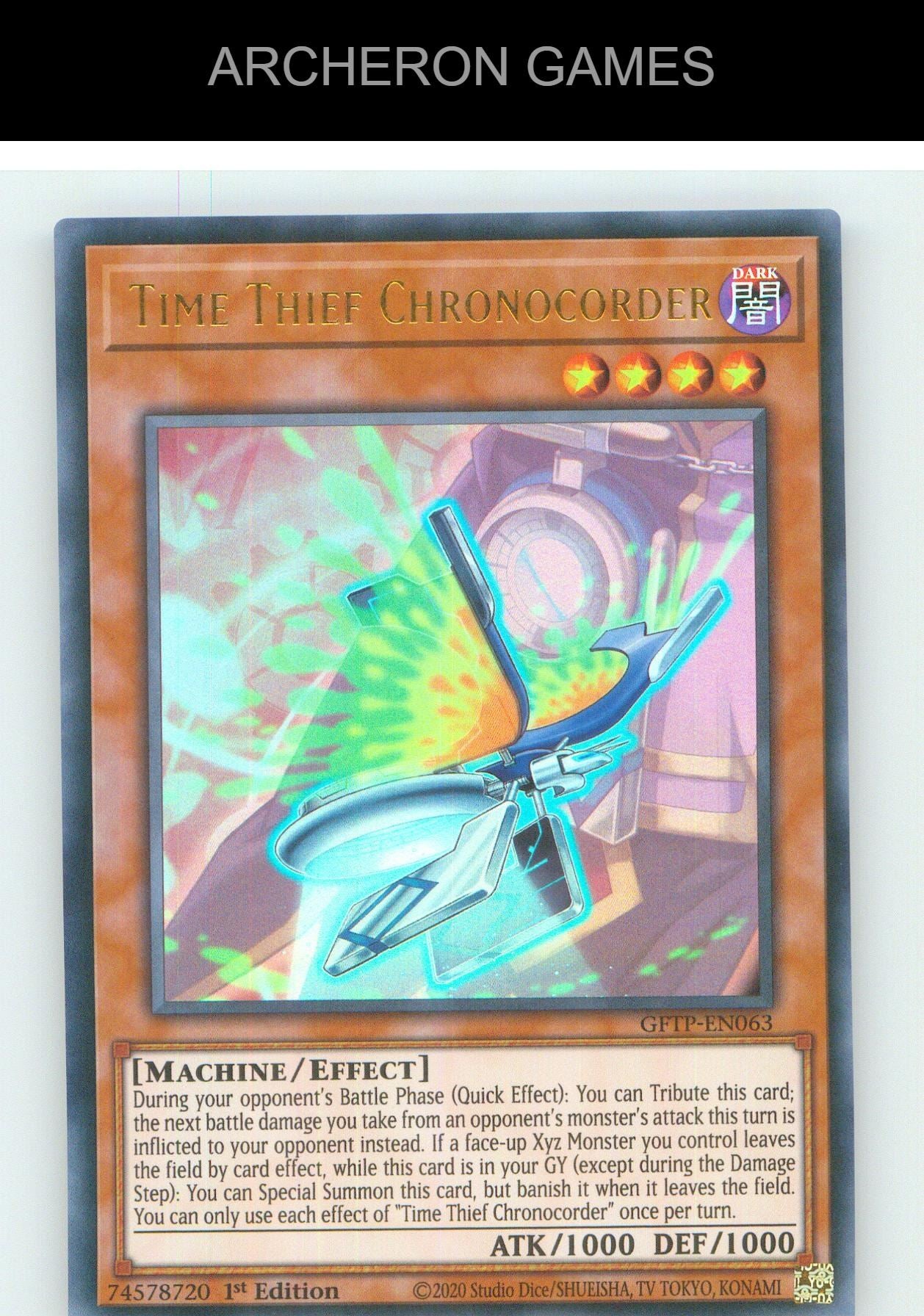 Time Thief Chronocorder UR YUGIOH Card 1st Edition