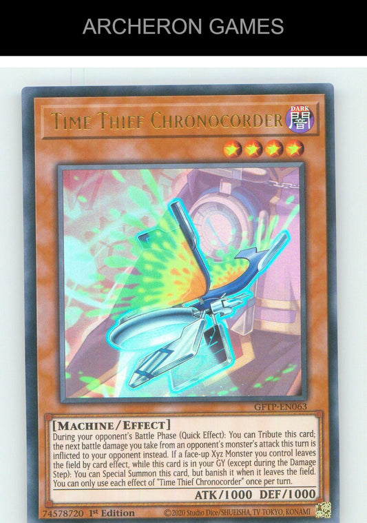 Time Thief Chronocorder UR YUGIOH Card 1st Edition