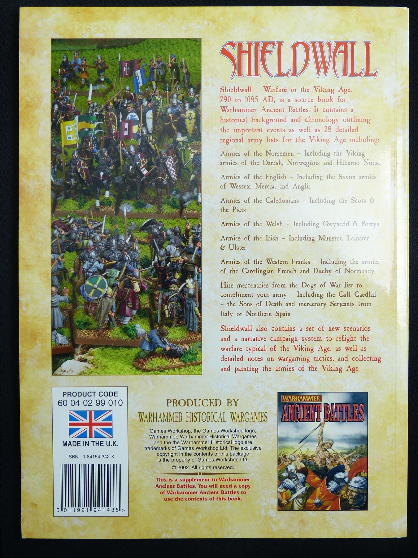 Shieldwall: Ancient Battles Supplement Rulebook OOP - Warhammer Softback #K8