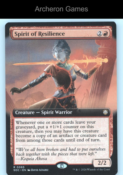 Spirit of Resilience (Extended Art) SOC 85 MTG  Commander: Secrets of Strixhaven