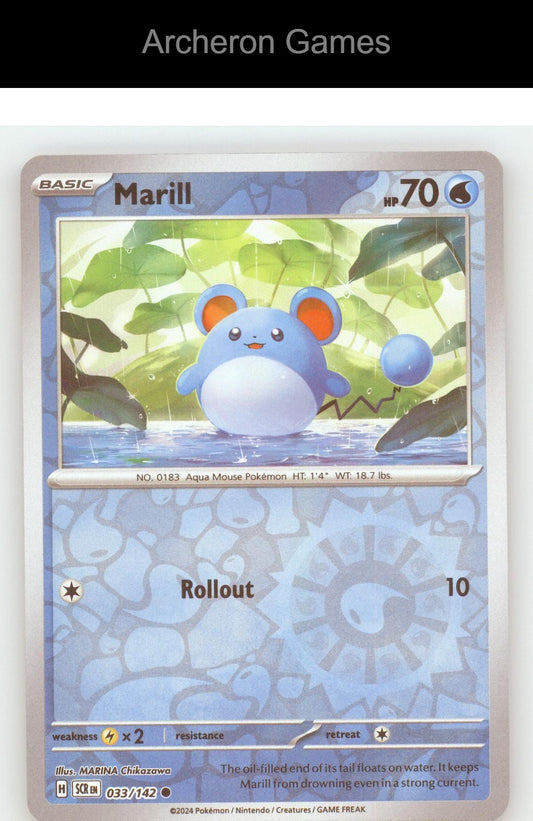 Pokemon Card Marill SCR 33/142 C Stellar Crown Reverse Holo