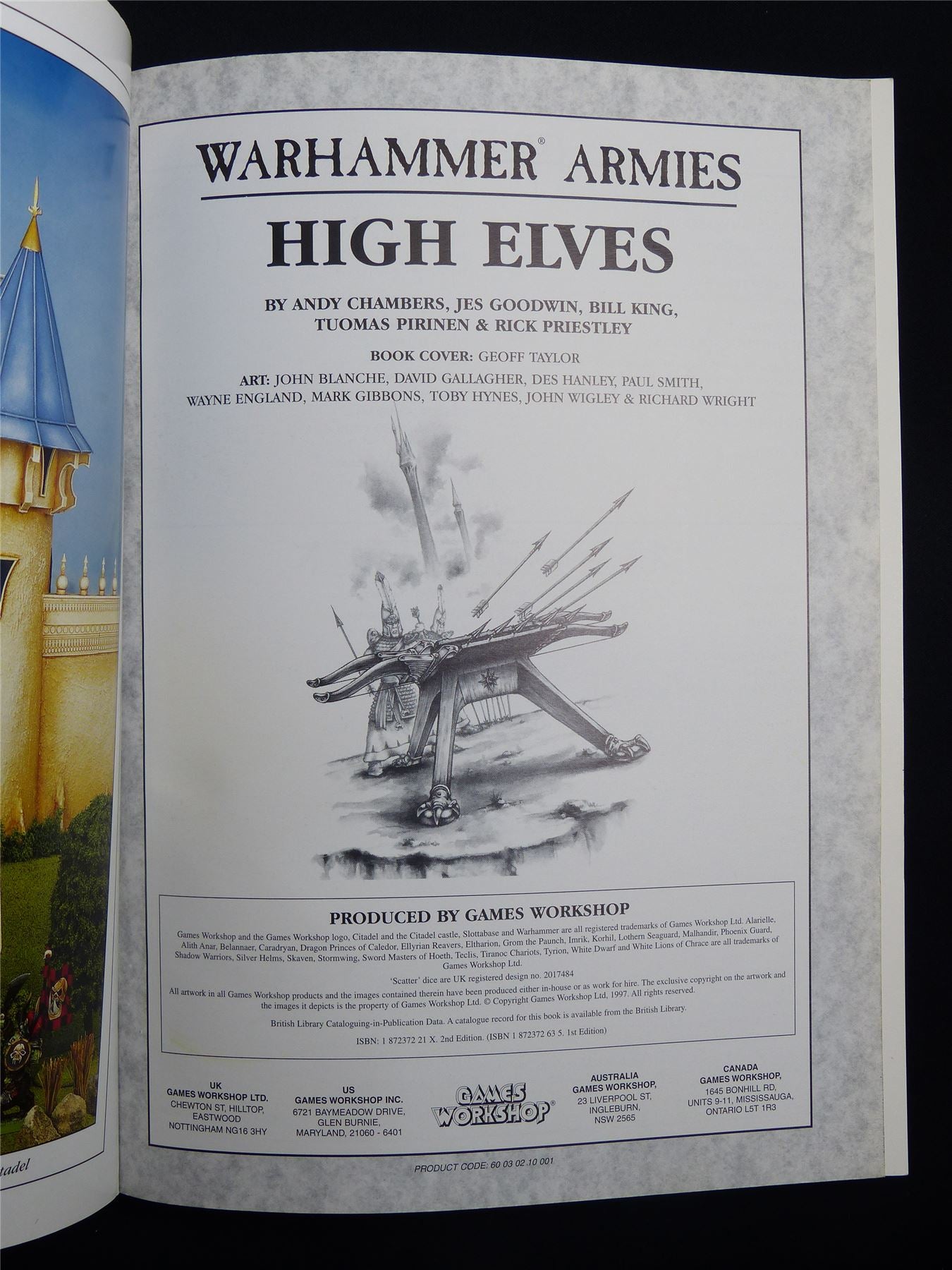 Warhammer Armies: High Elves 5th Edition Softback 1997 - Warhammer Old World #1HE