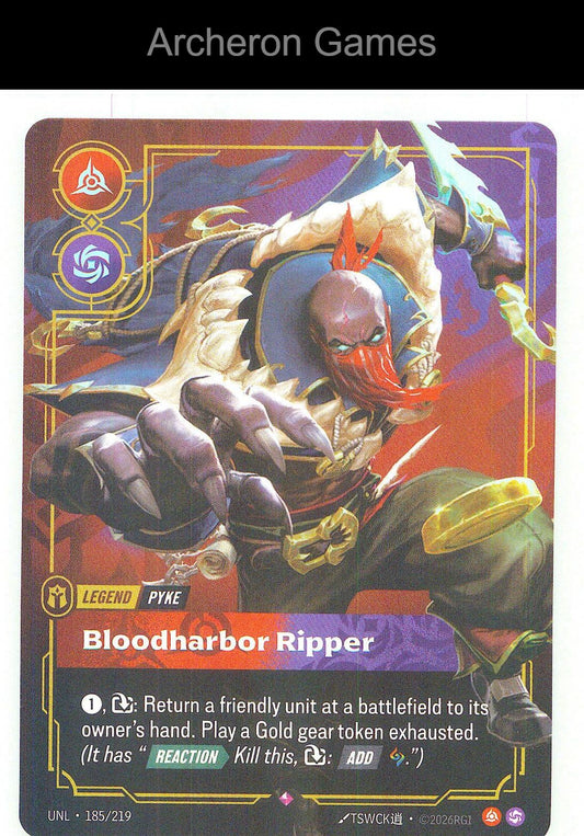 Pyke - Bloodharbor Ripper UNL 185/219 R Unleashed Riftbound Card