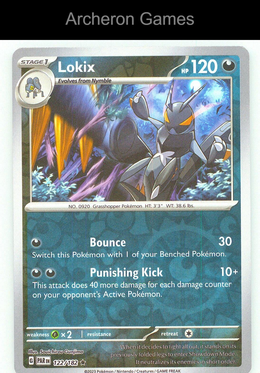Pokemon Card Lokix PAR 122/182 R Paradox Rift Reverse Holo