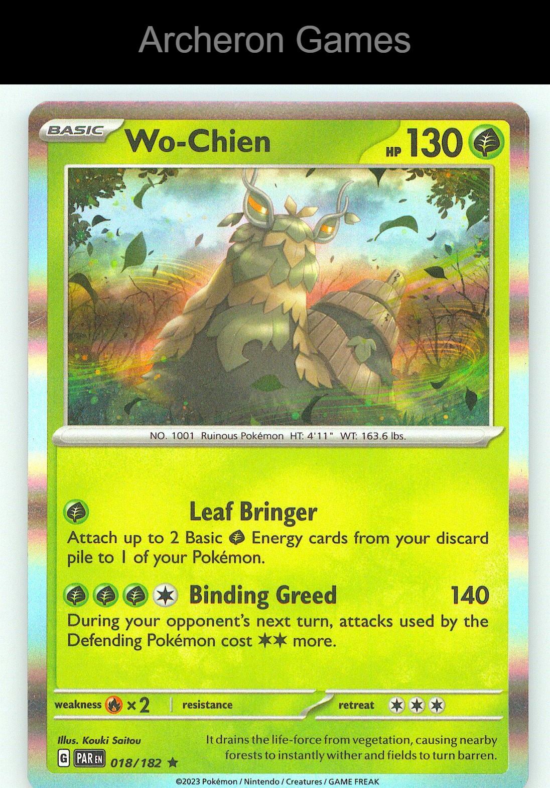 Pokemon Card Wo-Chien PAR 018/182 R Paradox Rift Holo