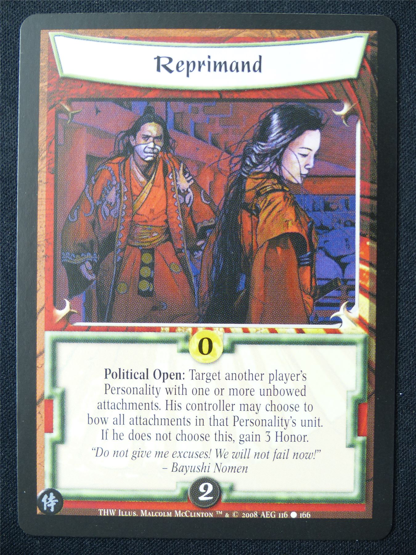 Reprimand - THW - Legend of the Five Rings L5R Card #XG