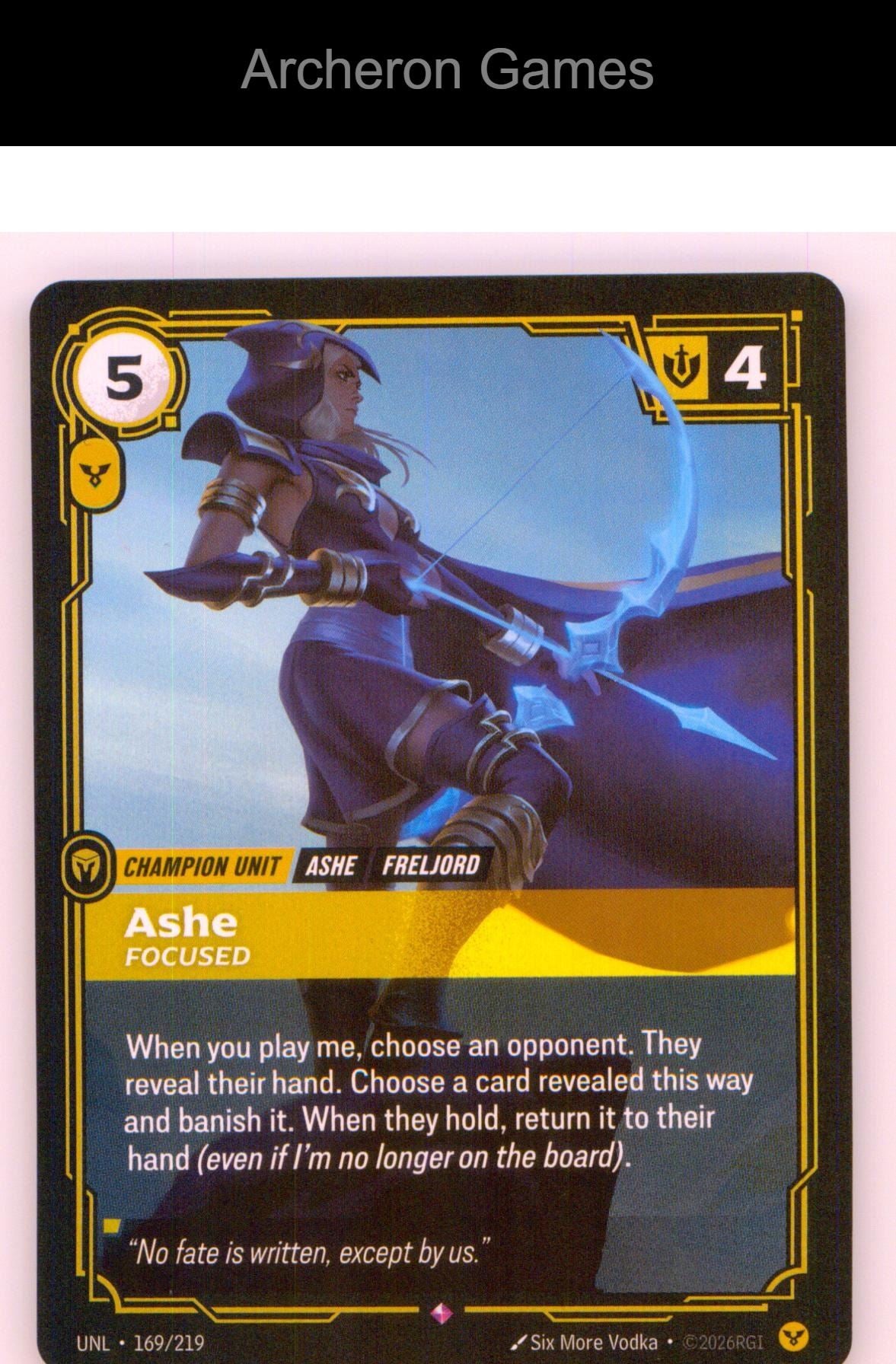 Ashe - Focused UNL 169/219 R Unleashed Riftbound Card
