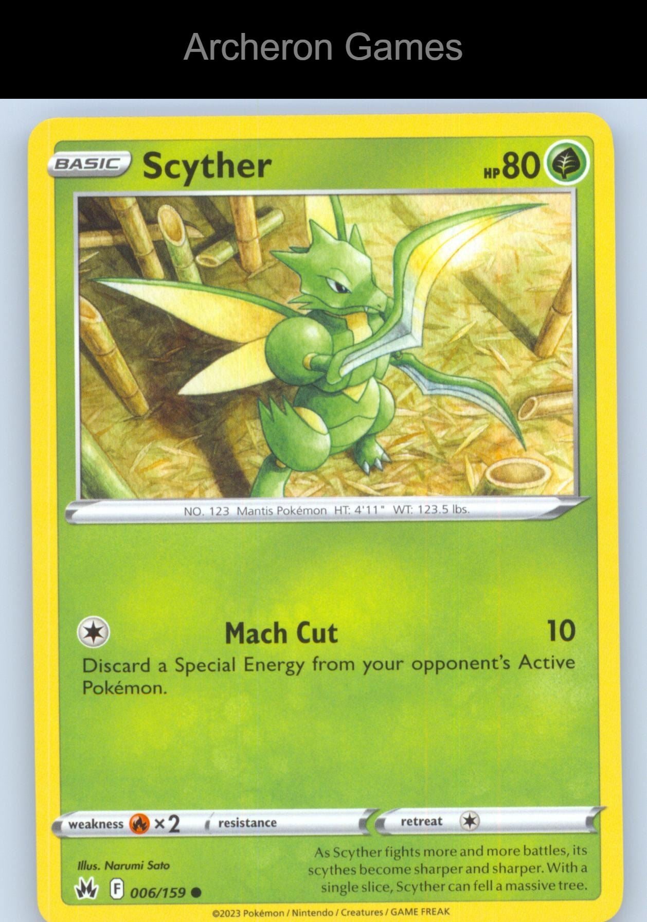 Pokemon Card Scyther CRZ 006/159 C Crown Zenith