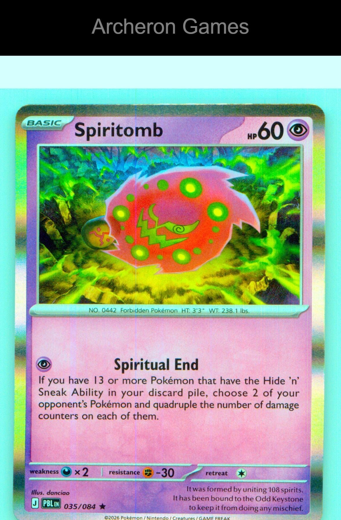 Pokemon Card Spiritomb ME05 035/084 R Pitch Black Holo