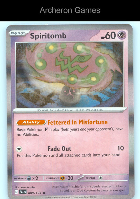 Pokemon Card Spiritomb PAL 089/193 R Paldea Evolved Holo