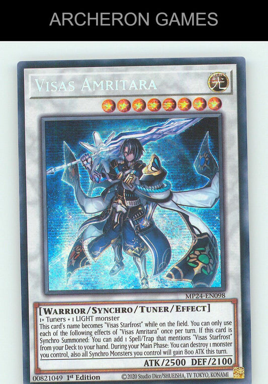 Visas Amritara Prismatic Secret Rare YUGIOH Card 1st Edition
