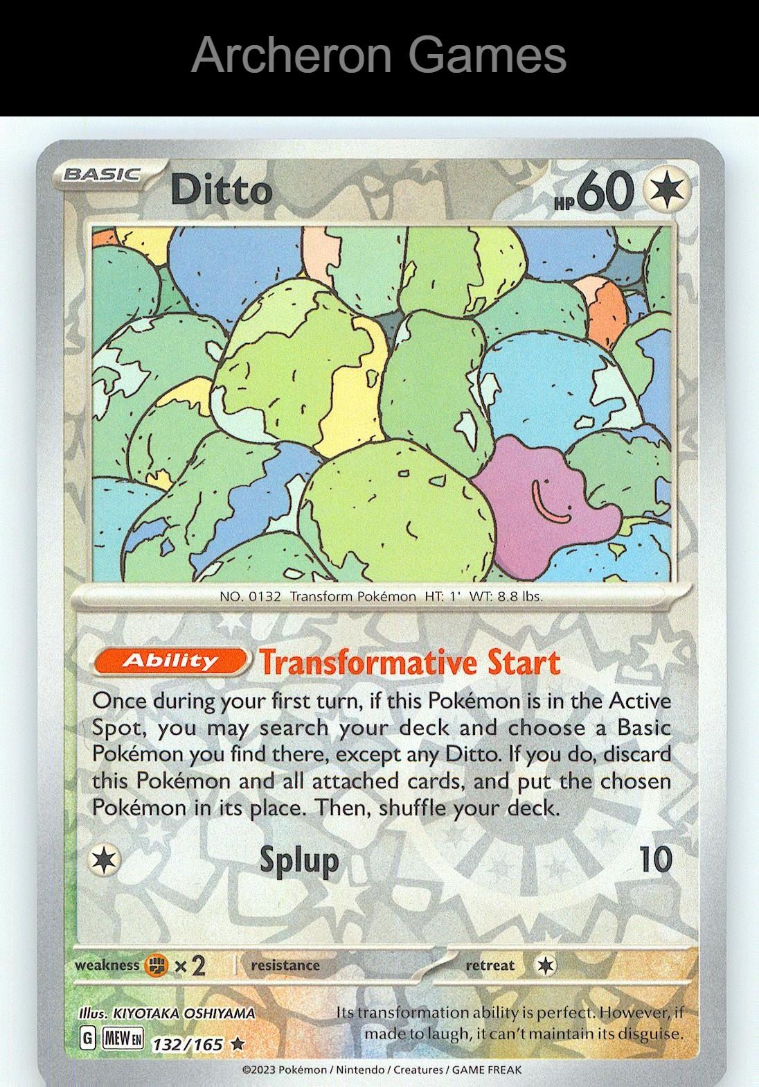 Pokemon Card Ditto MEW 132/165 R 151 Reverse Holo