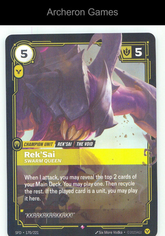 Rek'Sai - Swarm Queen SFD 170/221 R Spiritforged Riftbound Card Foil