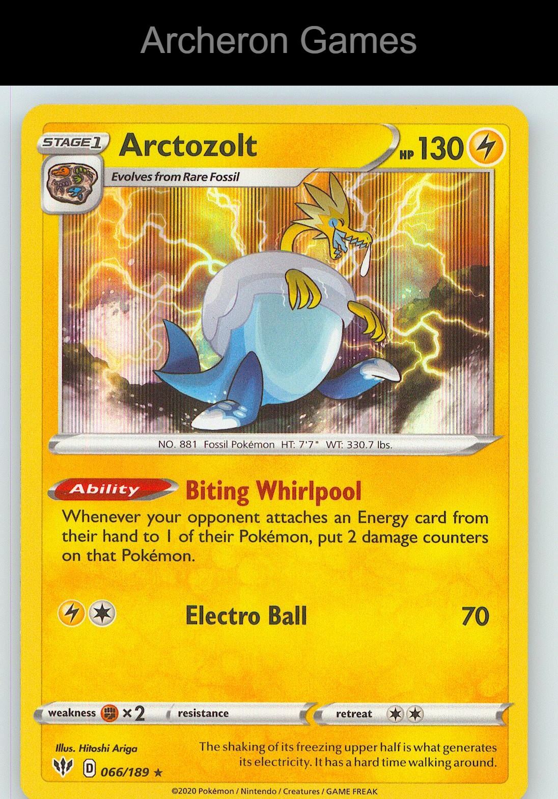 Pokemon Card Arctozolt DAA 066/189 Line Holo R Darkness Ablaze