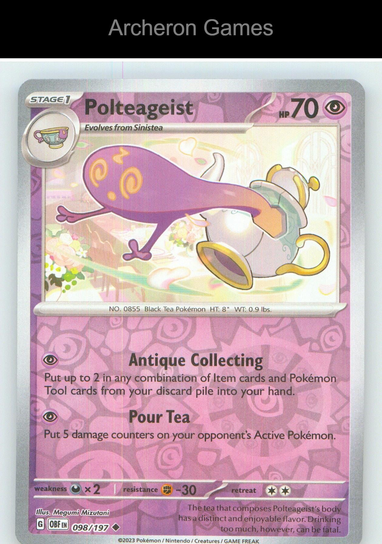 Pokemon Card Polteageist OBF 098/197 UC Obsidian Flames Reverse Holo