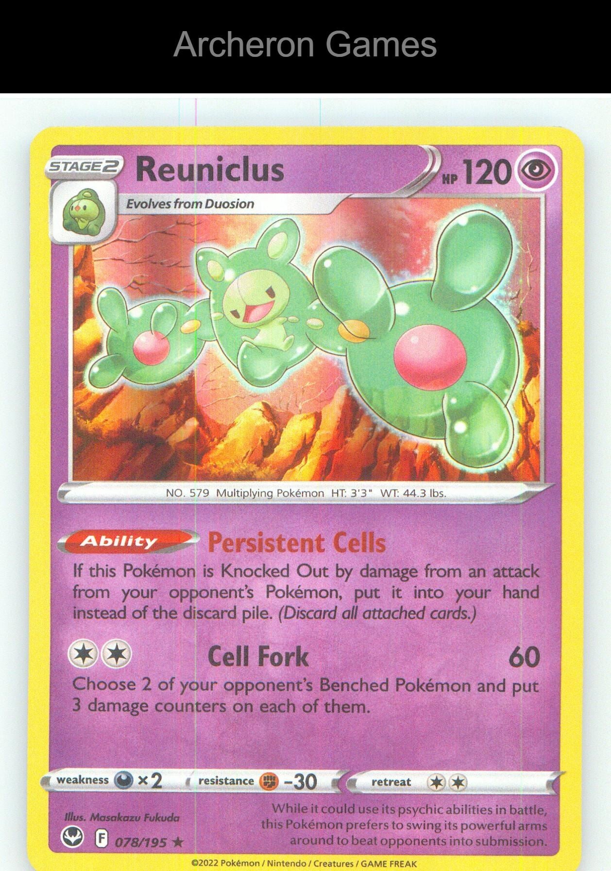 Pokemon Card Reuniclus SIT 078/195 HOLO R Silver Tempest