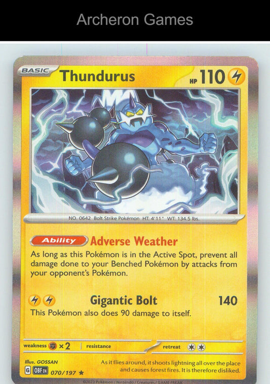 Pokemon Card Thundurus OBF 070/197 R Obsidian Flames Holo