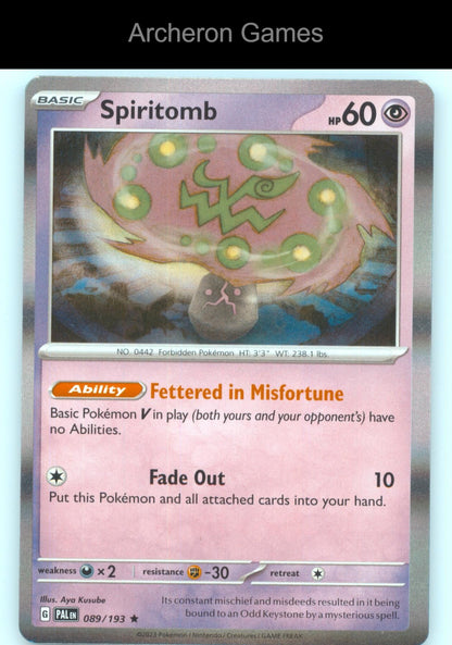 Pokemon Card Spiritomb PAL 089/193 R Paldea Evolved Holo