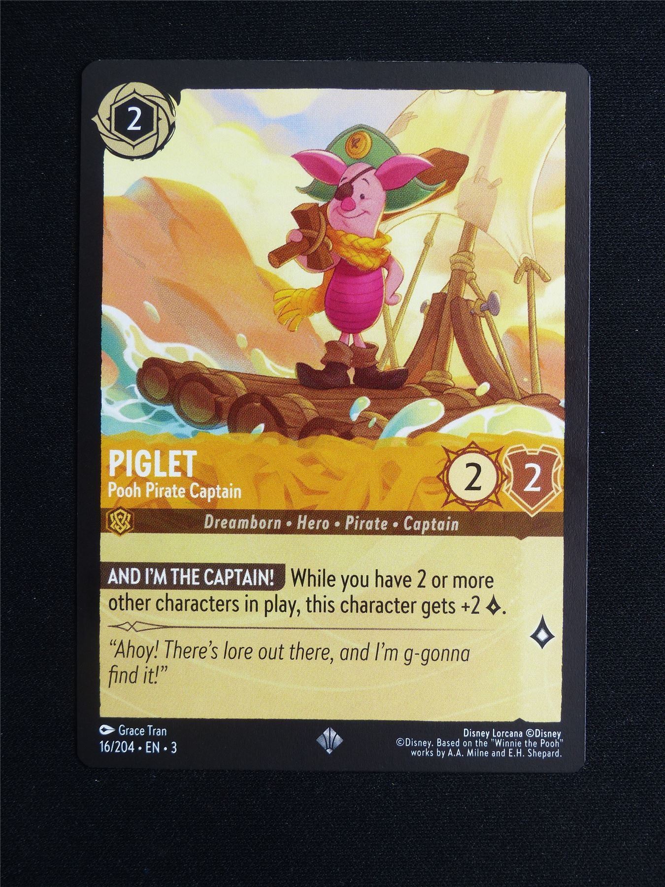 Piglet Pooh Pirate Captain 16/204 - Lorcana Card #1ZZ