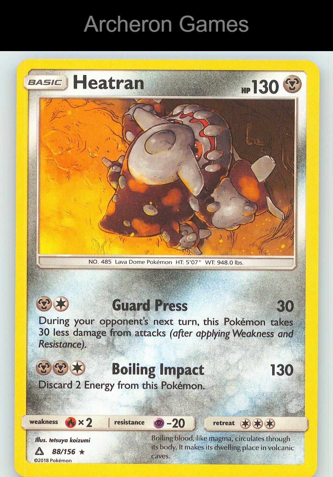 Pokemon Card Heatran UPR 88/156 HOLO R Ultra Prism