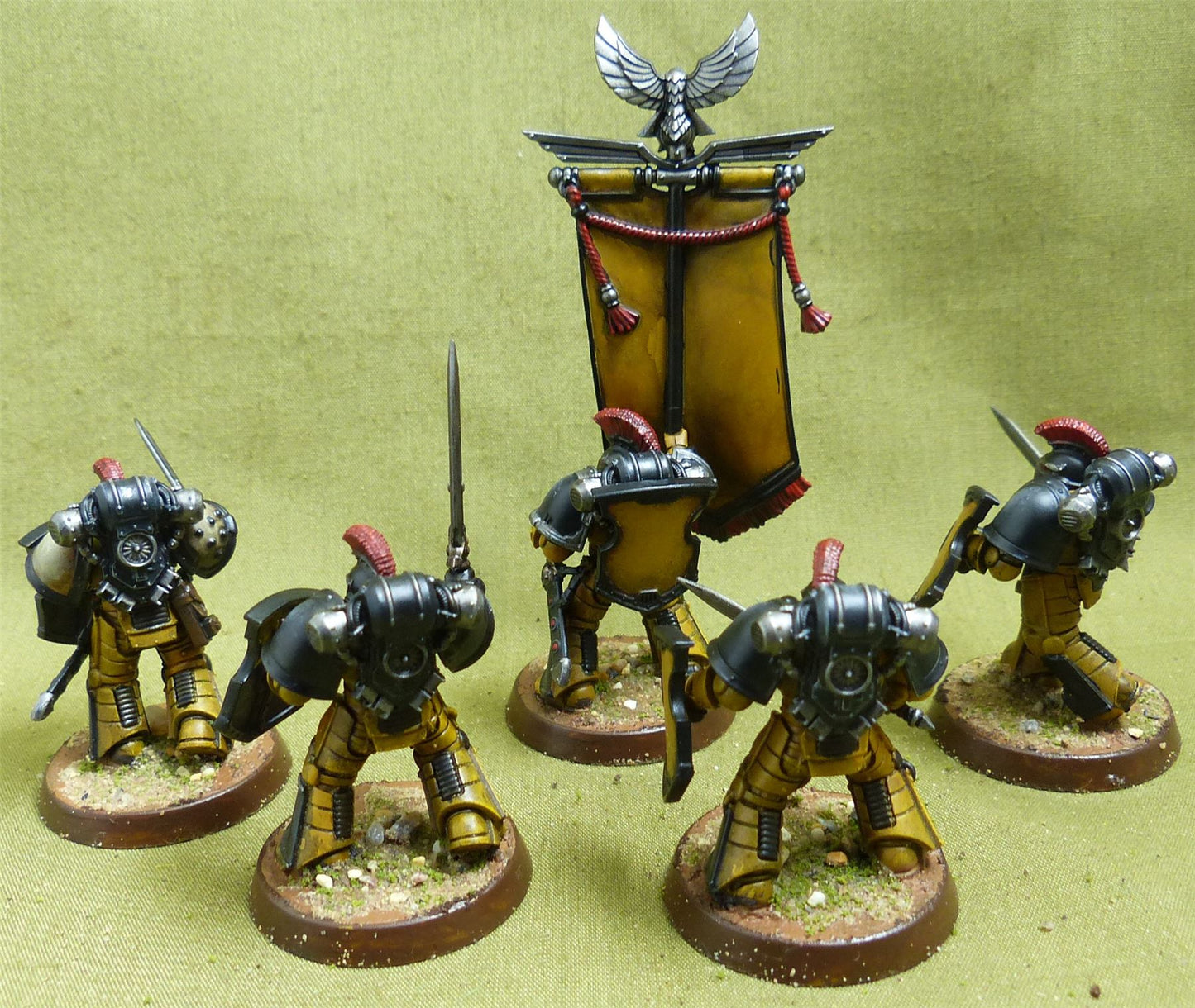 MKIII Legion Command Squad painted - Imperial Fists - Warhammer Horus Heresy #1QV