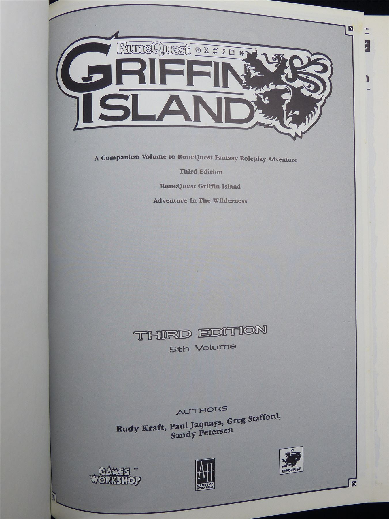 RuneQuest: Griffin Island with Map - Games Workshop Roleplaying Hardback #2ME