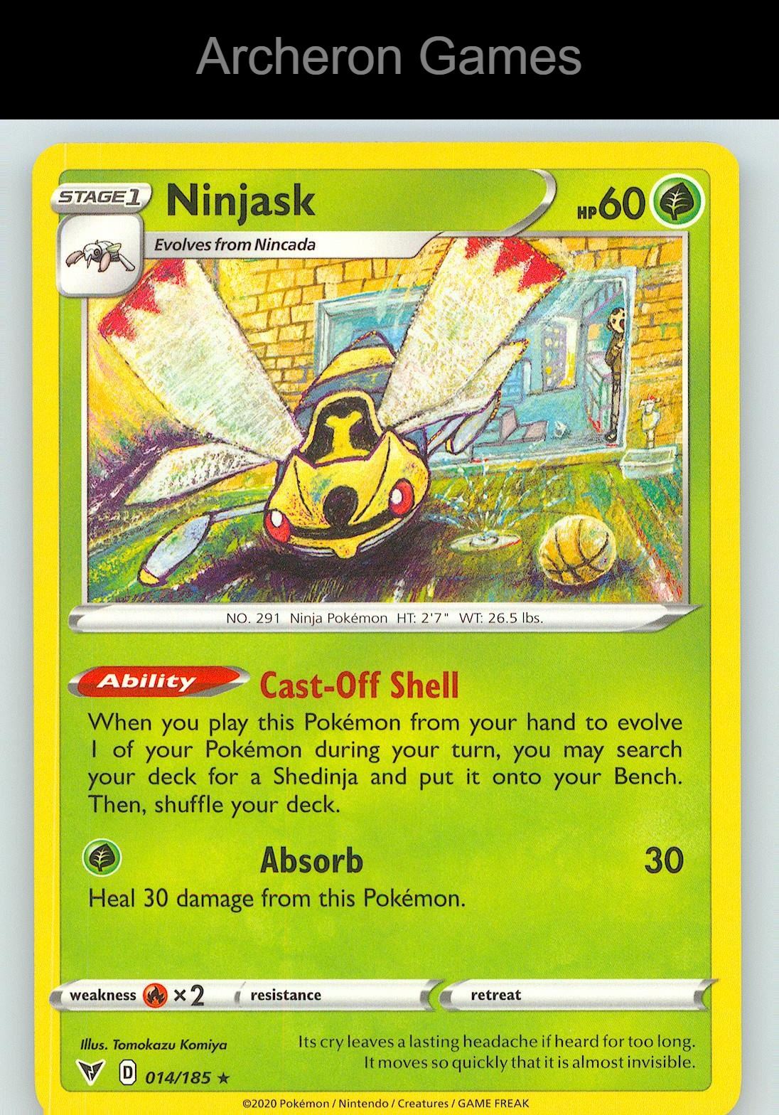 Pokemon Card Ninjask VIV 014/185 R Vivid Voltage