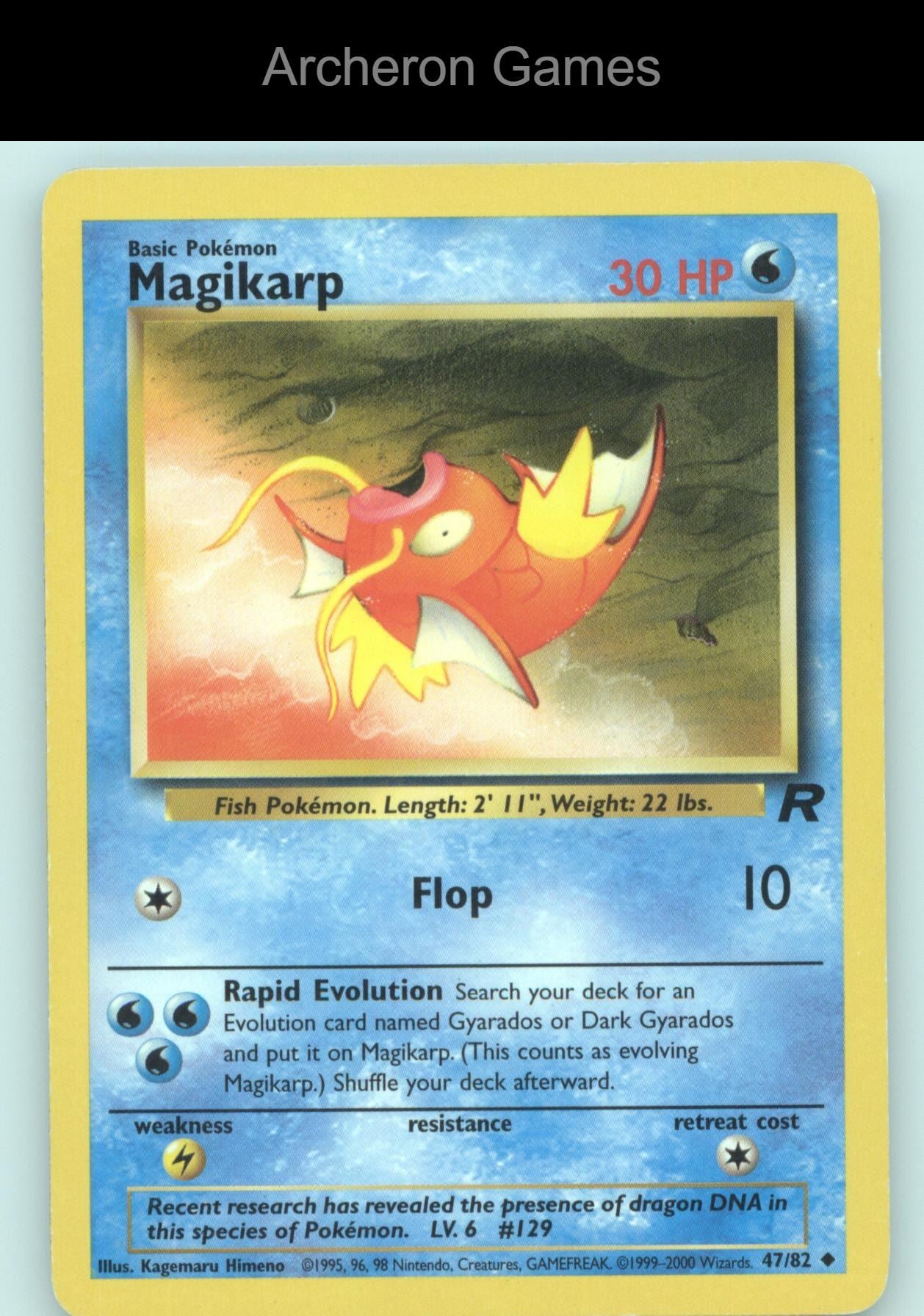 Pokemon Card Magikarp TR 47/82 UC Team Rocket Unlimited