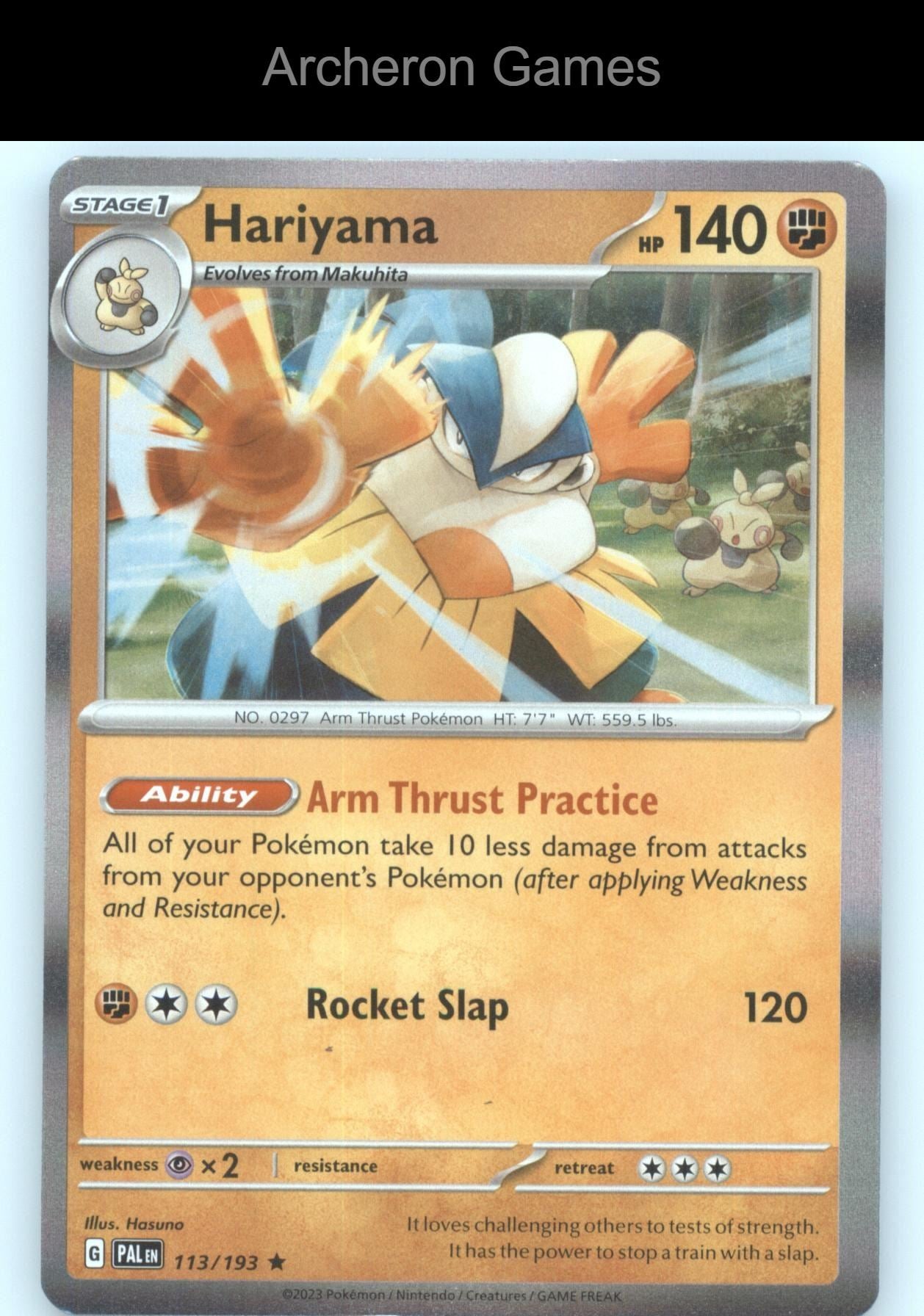 Pokemon Card Hariyama PAL 113/193 R Paldea Evolved Holo
