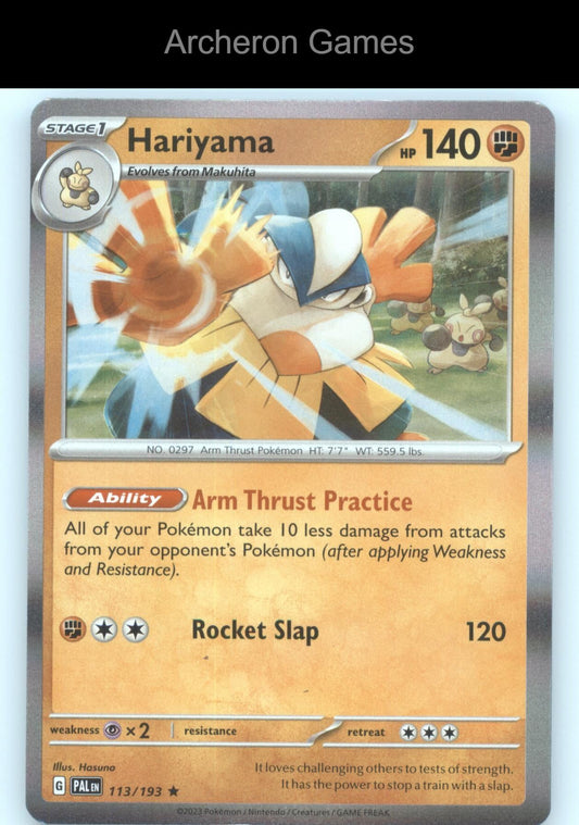 Pokemon Card Hariyama PAL 113/193 R Paldea Evolved Holo