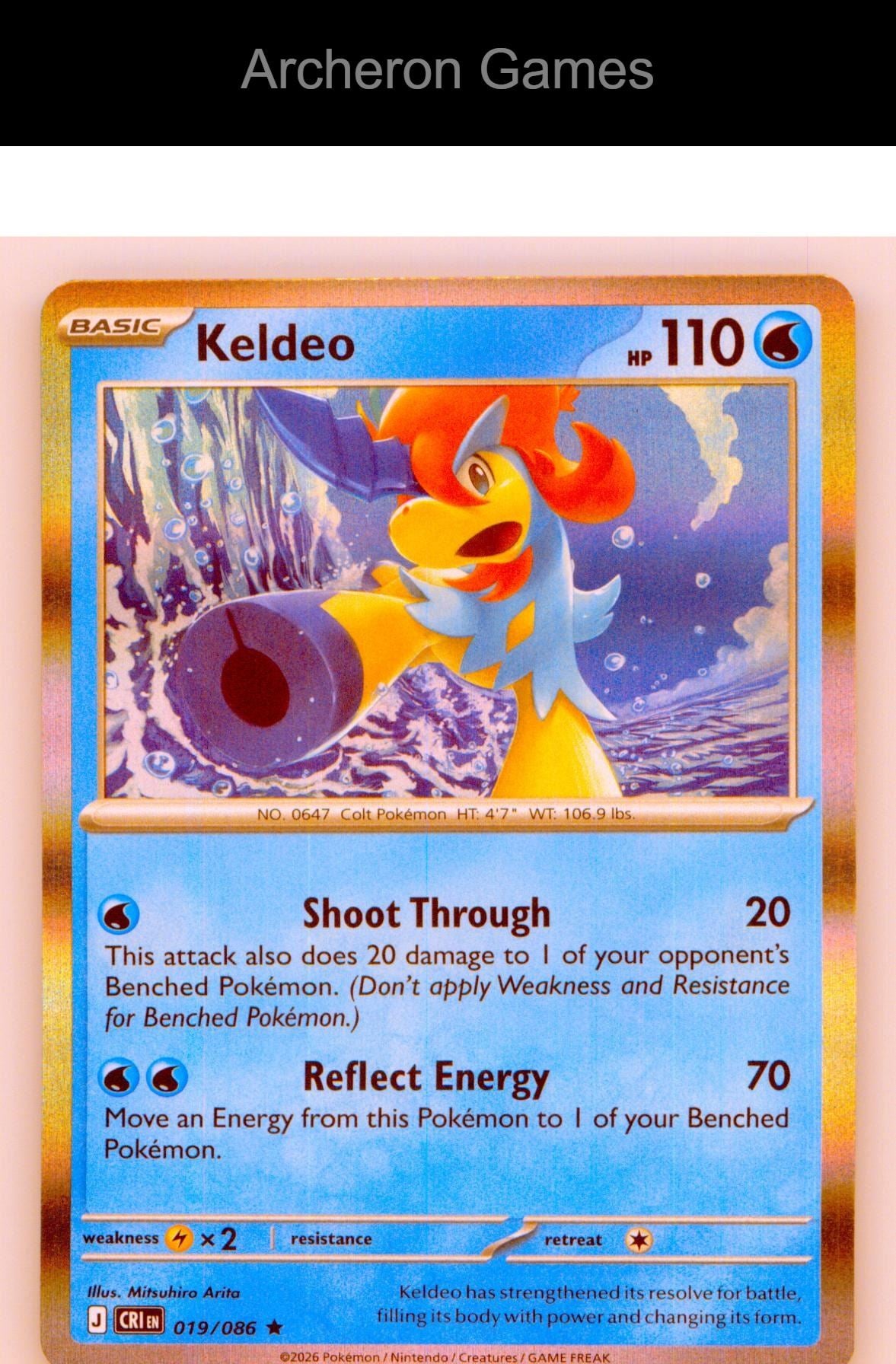 Pokemon Card Keldeo ME04 019/086 R Chaos Rising Holo