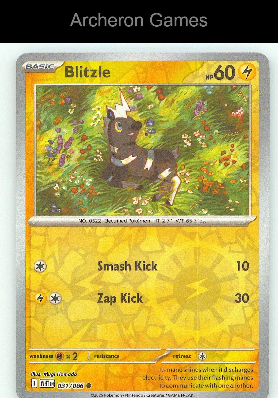 Pokemon Card Blitzle WHT 031/086 C White Flare Reverse Holo