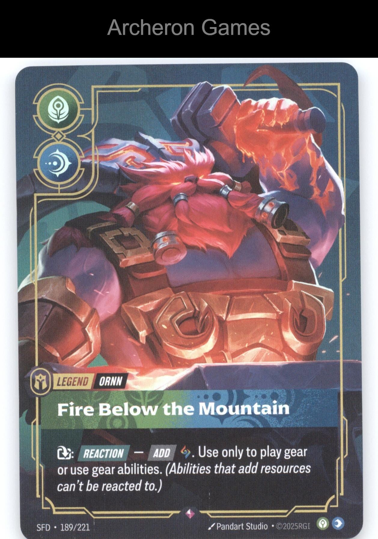 Ornn - Fire Below the Mountain SFD 189/221 R  Card Spiritforged