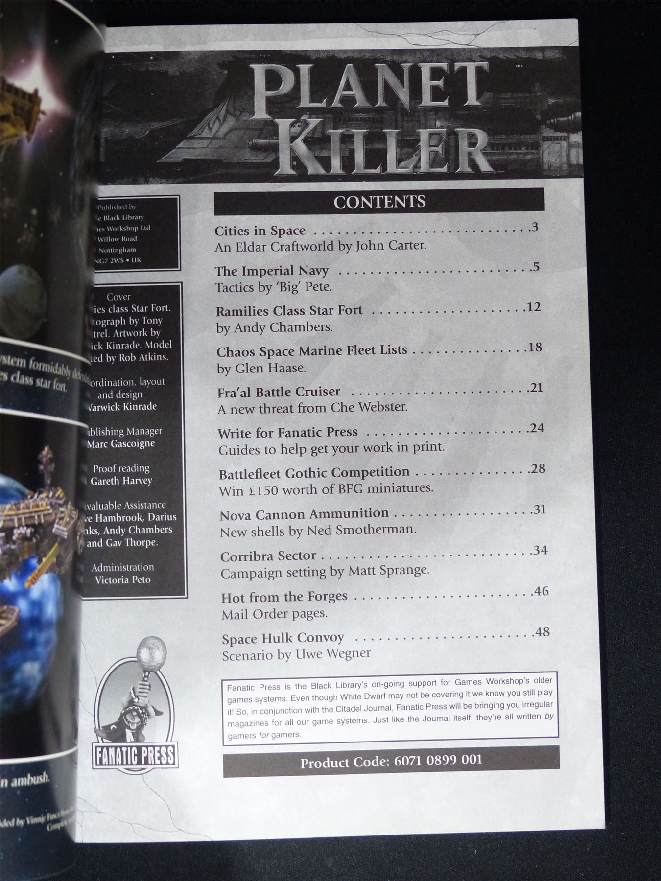 Battlefleet Planet Killer #1 Cities in Space - Games Workshop Booklet #1VY